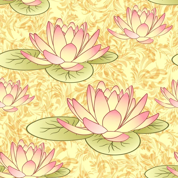 Patrón sin costura con flores de loto — Vector de stock
