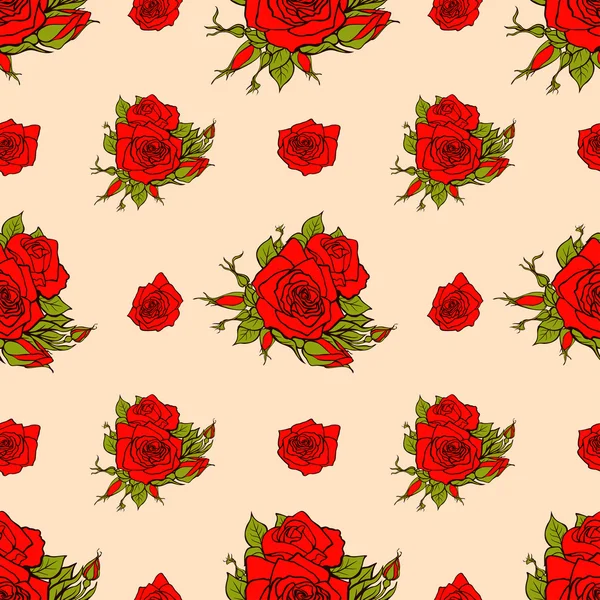 Vector seamless pattern with roses — Stock Vector