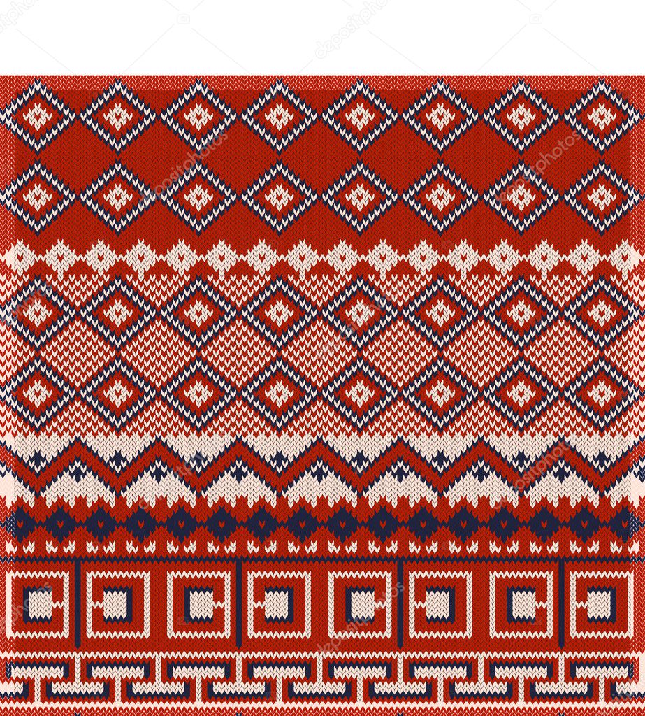 Knitted background in Fair Isle style in three colors