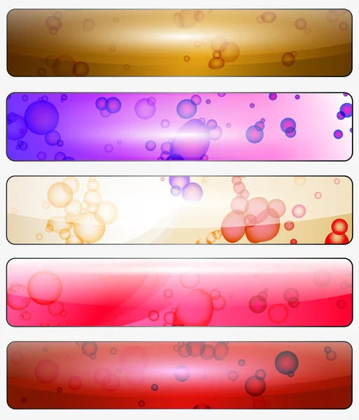 Set of glossy banners with colorful water bubbles — Stock Vector