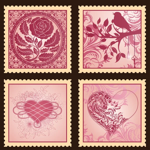 Conjunto de marcas románticas para el Día de San Valentín — Archivo Imágenes Vectoriales