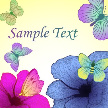 çiçekler ve kelebekler parlak arka plan