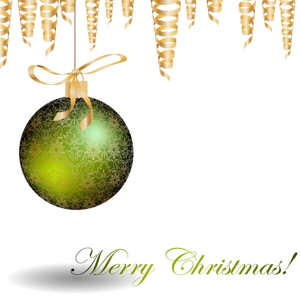 Weihnachtsbaumkugel mit Muster und goldenen Bändern — Stockvektor
