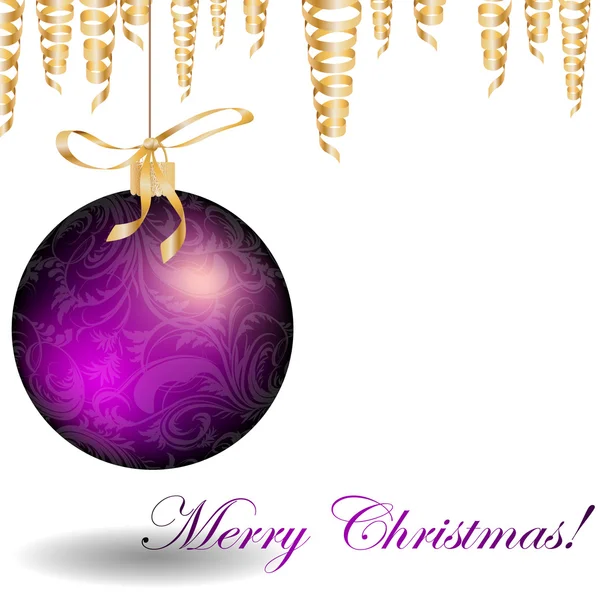 Christmas bauble and golden ribbons — Stockvector