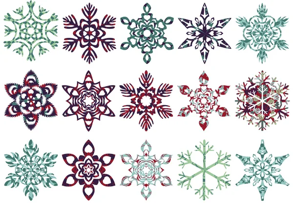 Коллекция заплатки снежинки. Легко менять цвета. Включены все шаблоны . — стоковый вектор
