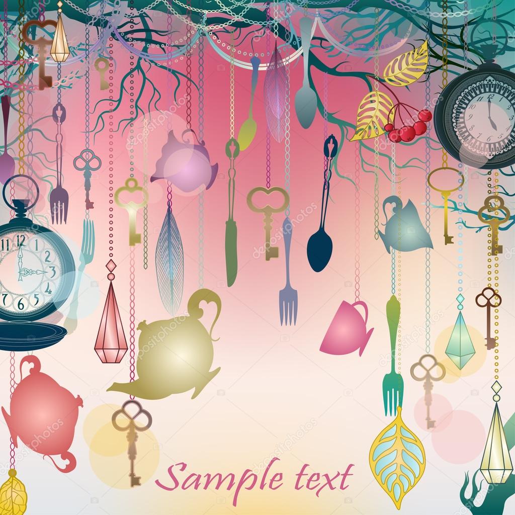 Antique Colorful Background With Tea Party Theme Stock Vector Image By C 0mela 20251609