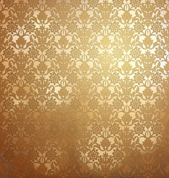 Vintage papel de parede dourado com padrão damasco (perfeitamente azulejos padrão incluído ) — Vetor de Stock