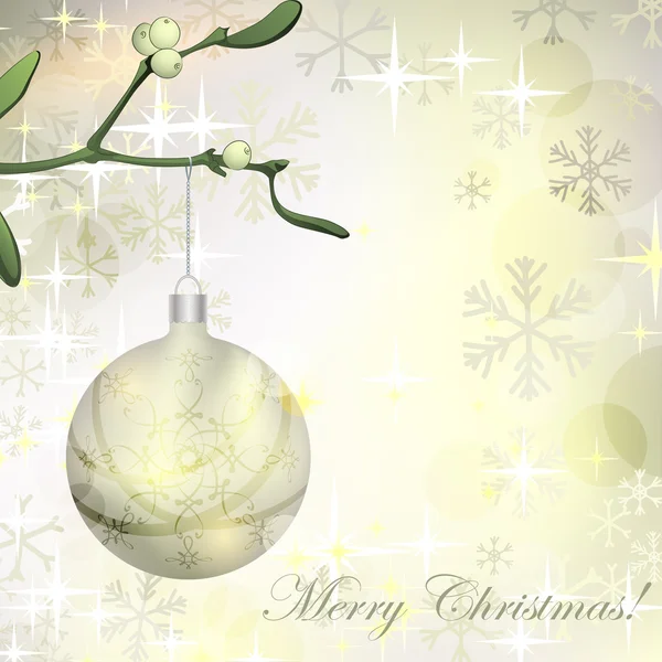 矢量球衣背景与槲寄生树枝上挂着的圣诞球 — 图库矢量图片