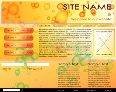 Web sitesi tasarım şablonu. kolay düzenlenebilir, tüm öğeleri farklı katmanlarda ise