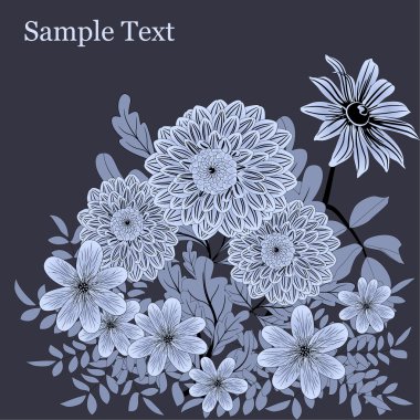 Retro kartı ile bahçe çiçekleri