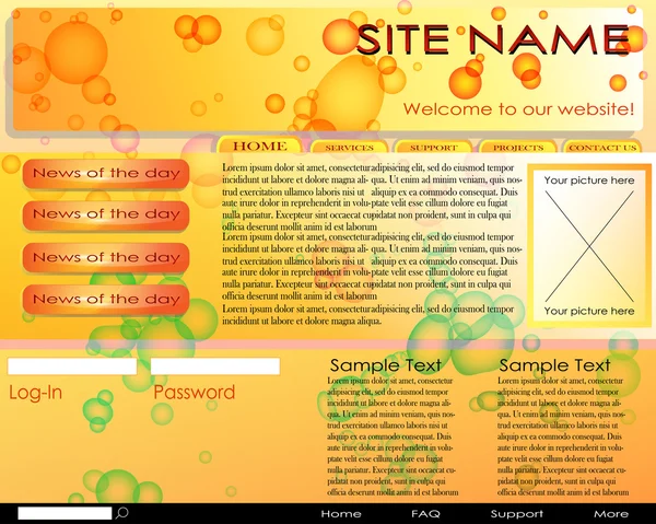 Modello di design del sito web. Facile da modificare, tutti gli elementi sono su diversi strati — Vettoriale Stock