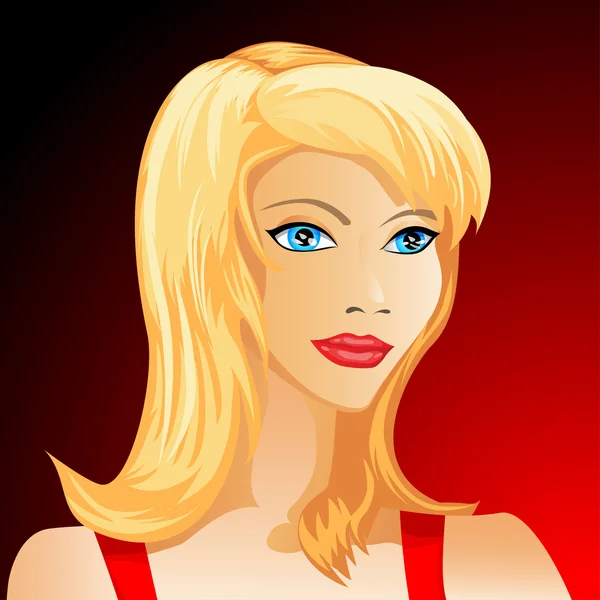Piękne blond kobieta twarzy — Wektor stockowy