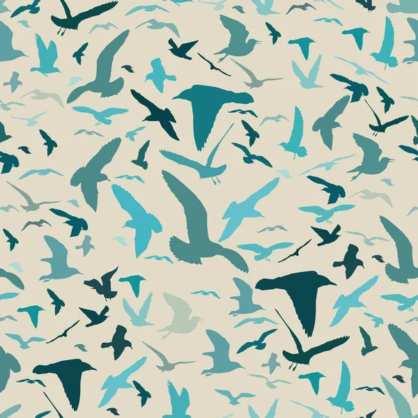 Seamless pattern with seagull silhouettes — Stock Vector