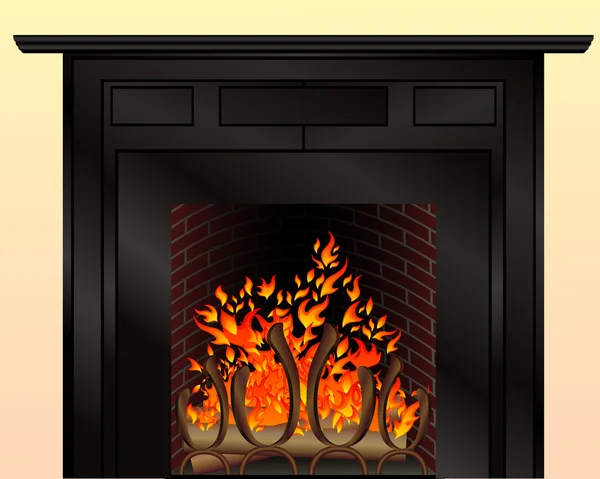 Chimenea aislada con fuego ardiente — Vector de stock