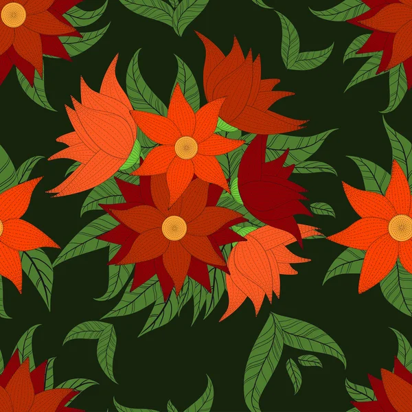 Patrón retro floral sin costura — Archivo Imágenes Vectoriales