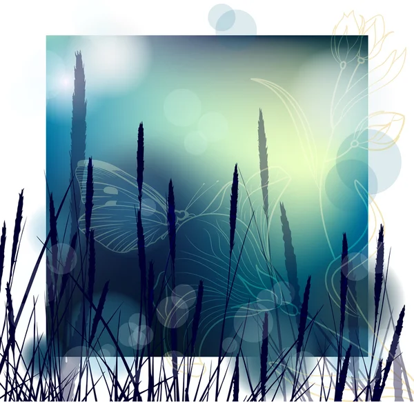 Night background with reeds — Stock Vector