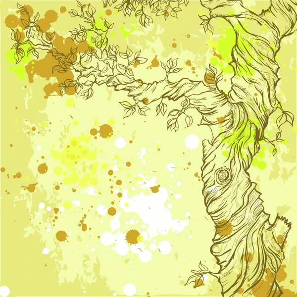 Sommaren eller våren grunge bakgrund med träd — Stock vektor