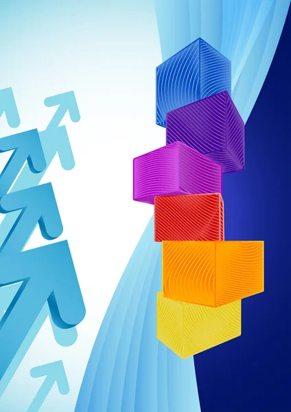 Abstracte zakelijke achtergrond met kleurrijke kubussen in perspectief — Stockvector