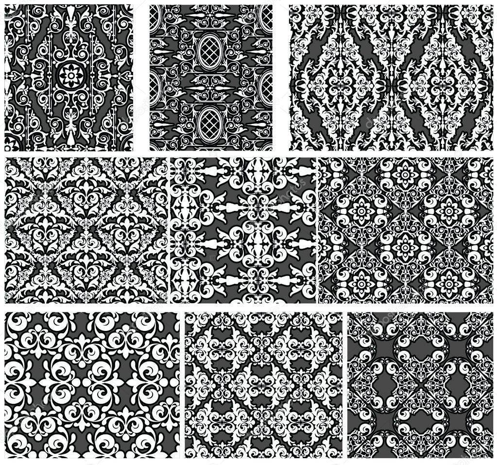 Set of antique seamless patterns