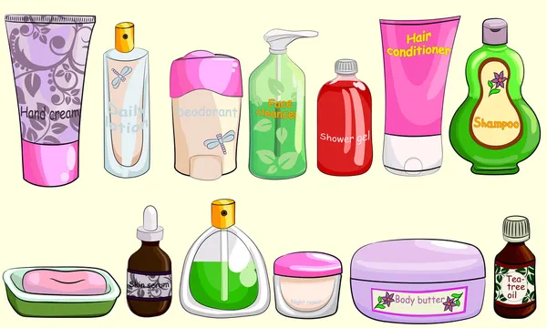 Collection de cosmétiques pour le bain — Image vectorielle