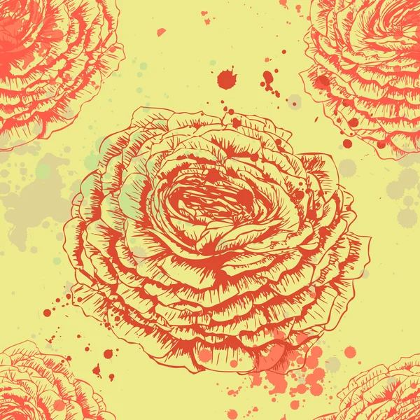 无缝复古背景与玫瑰 — 图库矢量图片