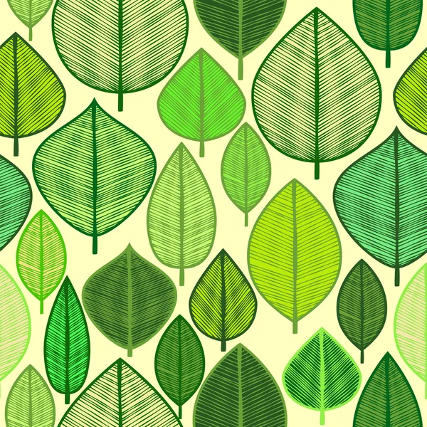Modèle vectoriel sans couture avec des feuilles doodle — Image vectorielle