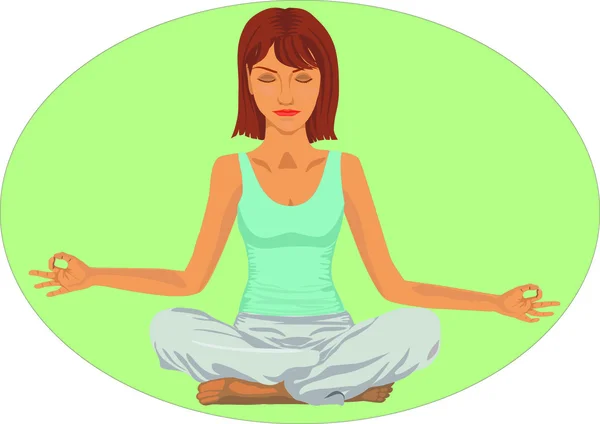 Wanita yang tenang dalam posisi meditasi - Stok Vektor