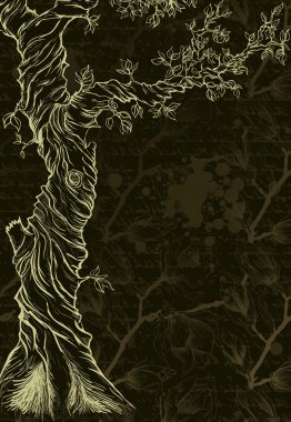 Robot grungy süslü arka plan ağaç resmi