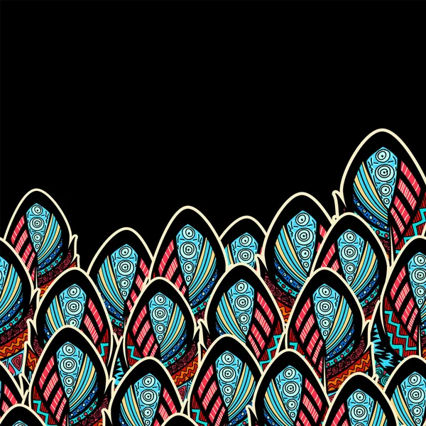 Fond décoratif avec bordure en plumes — Image vectorielle