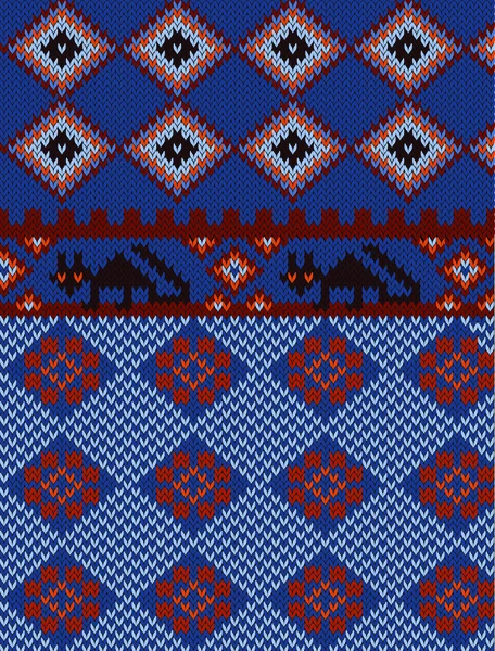 Fond tricoté avec ornement folklorique — Image vectorielle