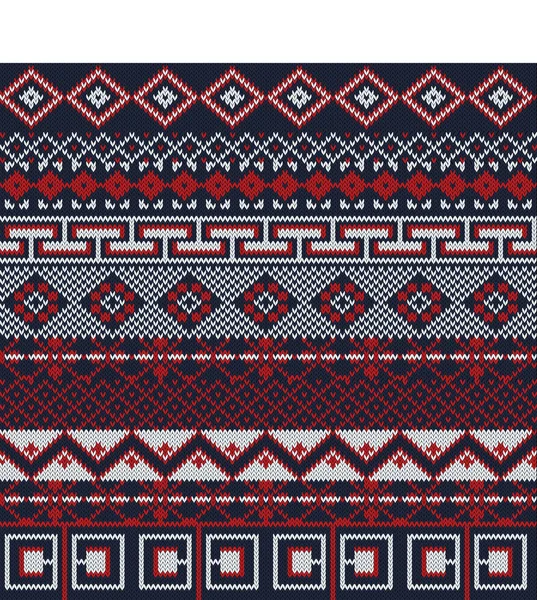 Fond tricoté dans le style Fair Isle en trois couleurs — Image vectorielle