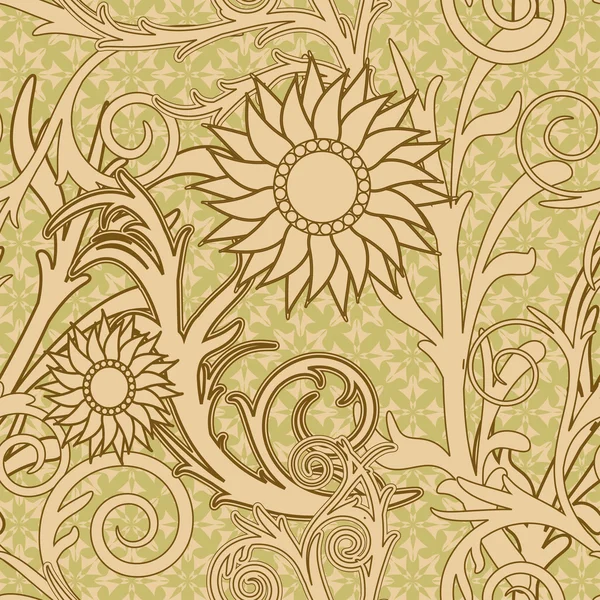 Patrón retro floral sin costura — Vector de stock