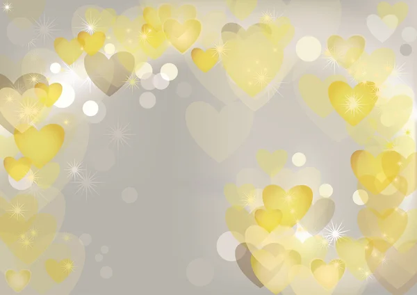 Glittering background for celebration with heart-shaped sparkles and lights — Stock Vector
