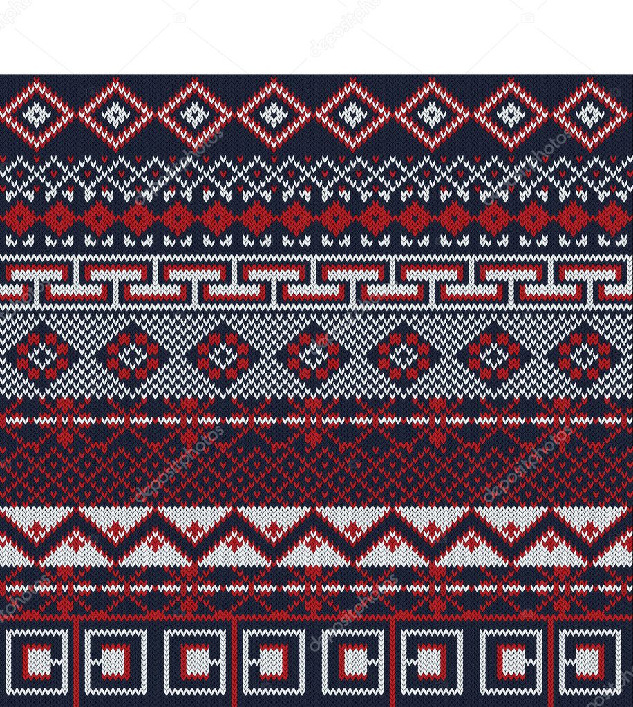 Knitted background in Fair Isle style in three colors
