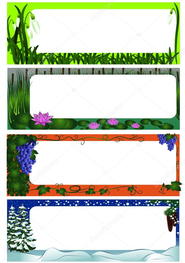 Set Of Four Season Nature Frames Colored Version Stock Vector Set Of Four Season Nature Frames Colored Version Stock Vector