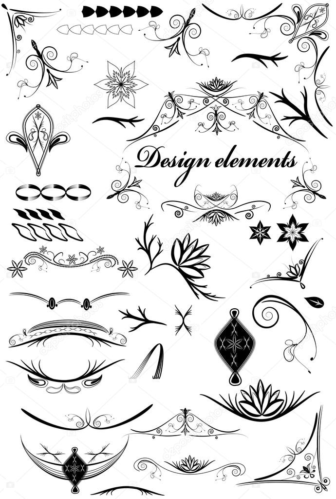Set of vintage decorative elements