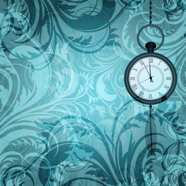 Vintage ayaz arka plan ile zincir üzerinde cep saati