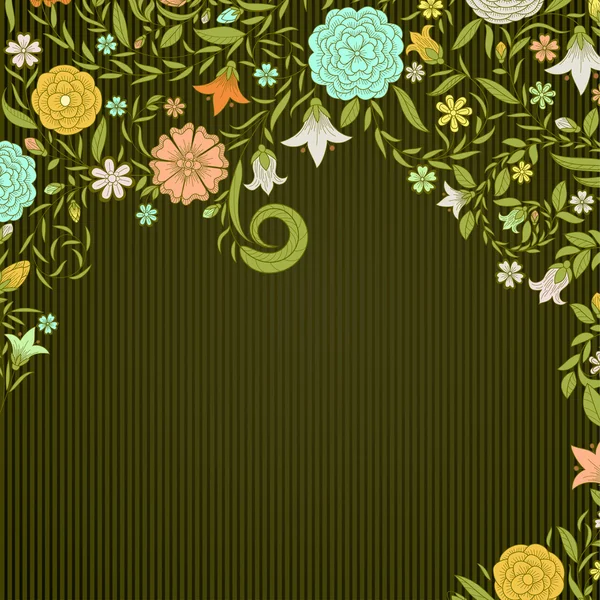 Fondo vintage con flores de garabato — Vector de stock