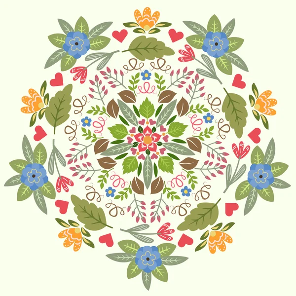 Patrón redondo floral ornamental — Vector de stock