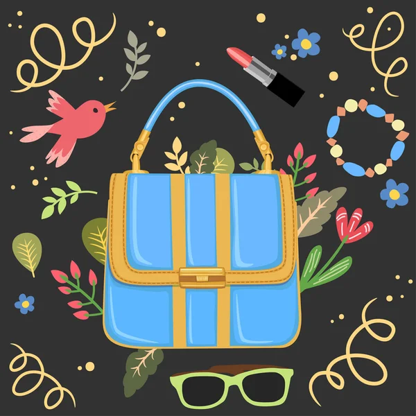 Woman handbag background vector — Stock Vector