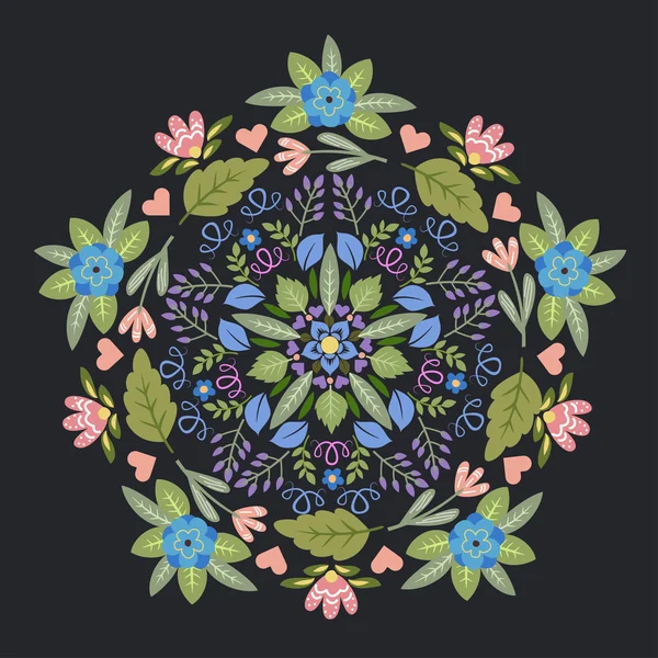 Decoratieve bloemen ronde patroon — Stockvector