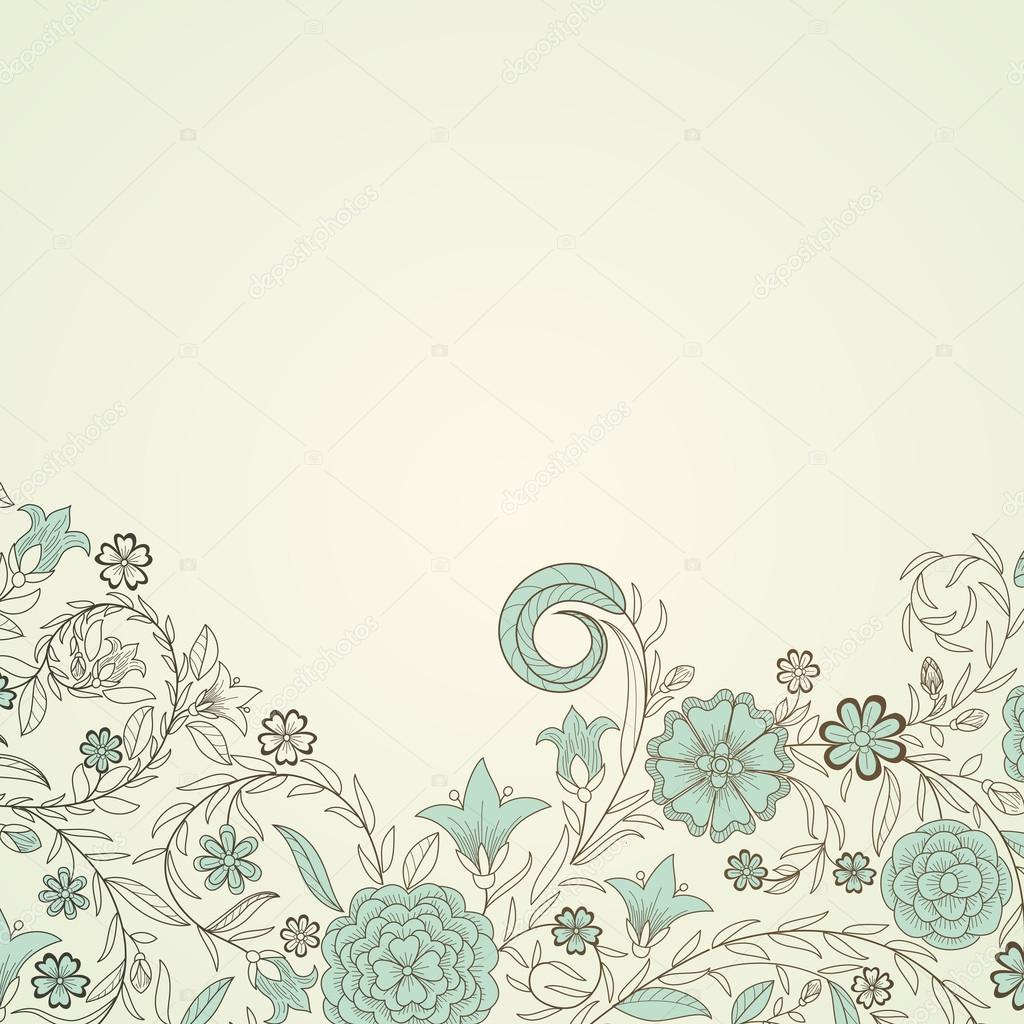 Vintage background with doodle flowers
