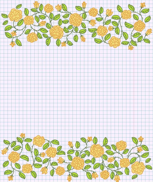 Frontière vectorielle de rose doodle — Image vectorielle