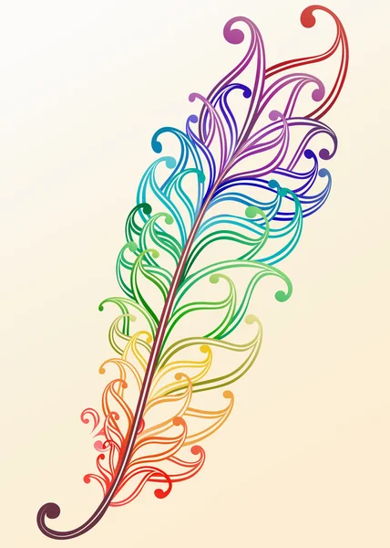 Arco iris pluma vector — Vector de stock