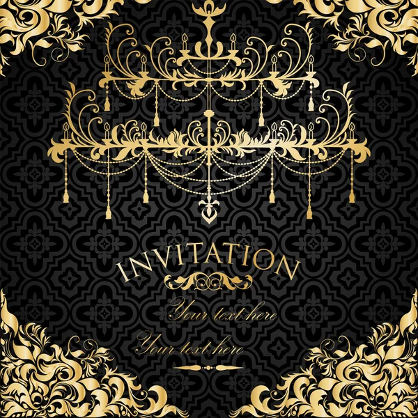 Luxury invitation with chandelier — Stock Vector