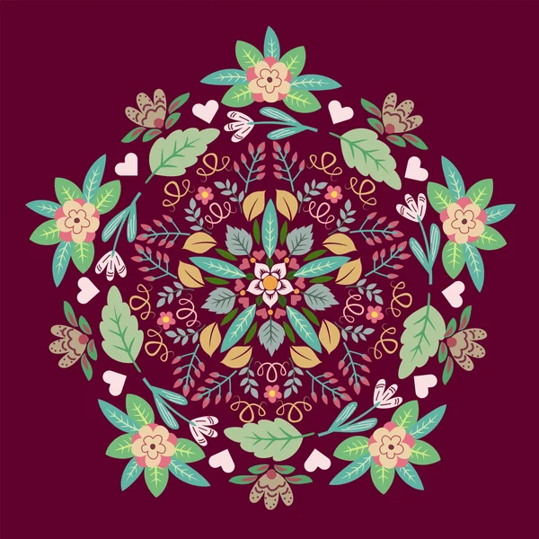 Ornement floral motif rond — Image vectorielle