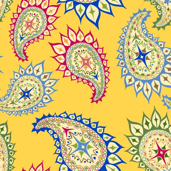 Patrón paisley sin costuras brillante — Vector de stock