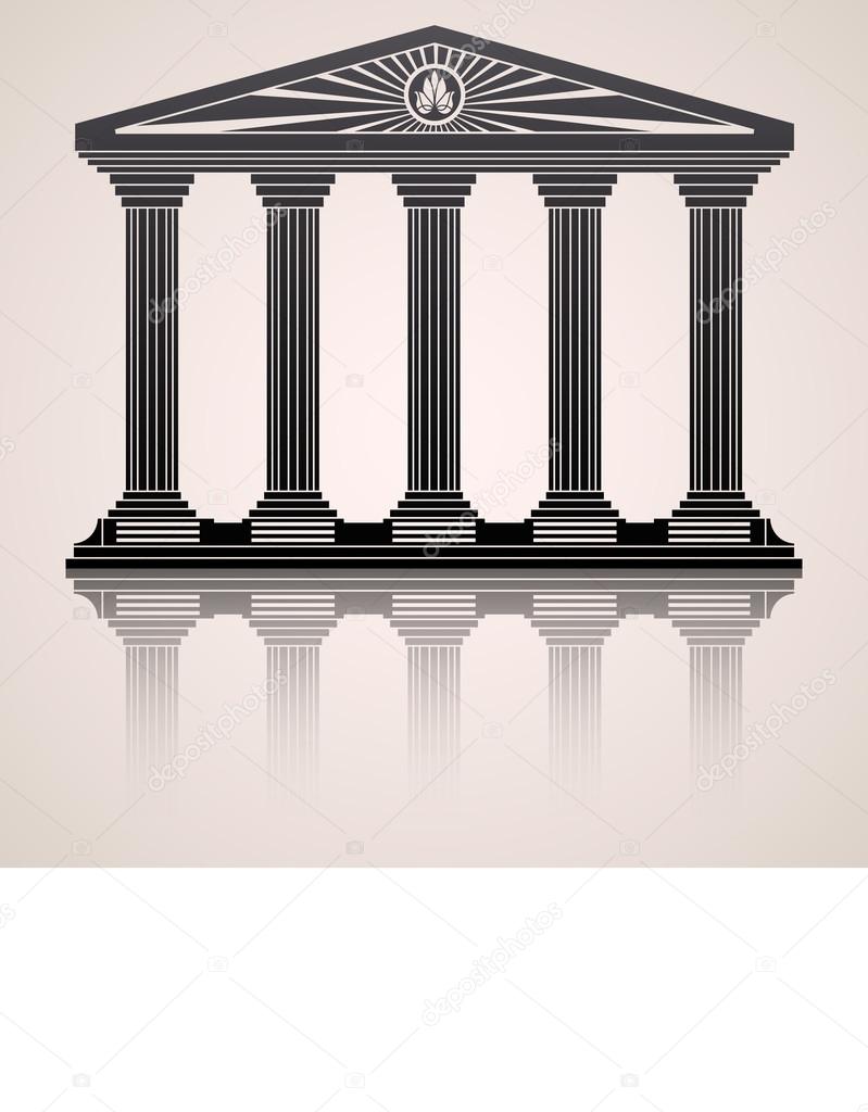 Antique roman temple stylized vector background