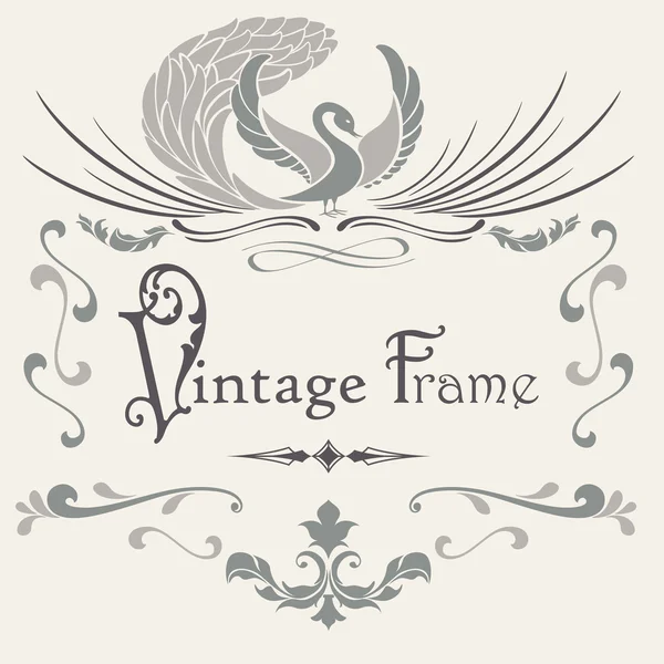 Vintage frame met gestileerde vogel — Stockvector