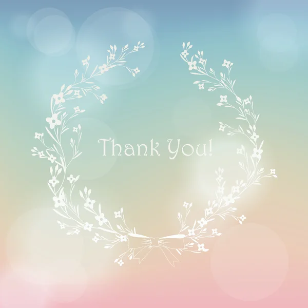 Floral wreath frame vector thank you card — Stock Vector